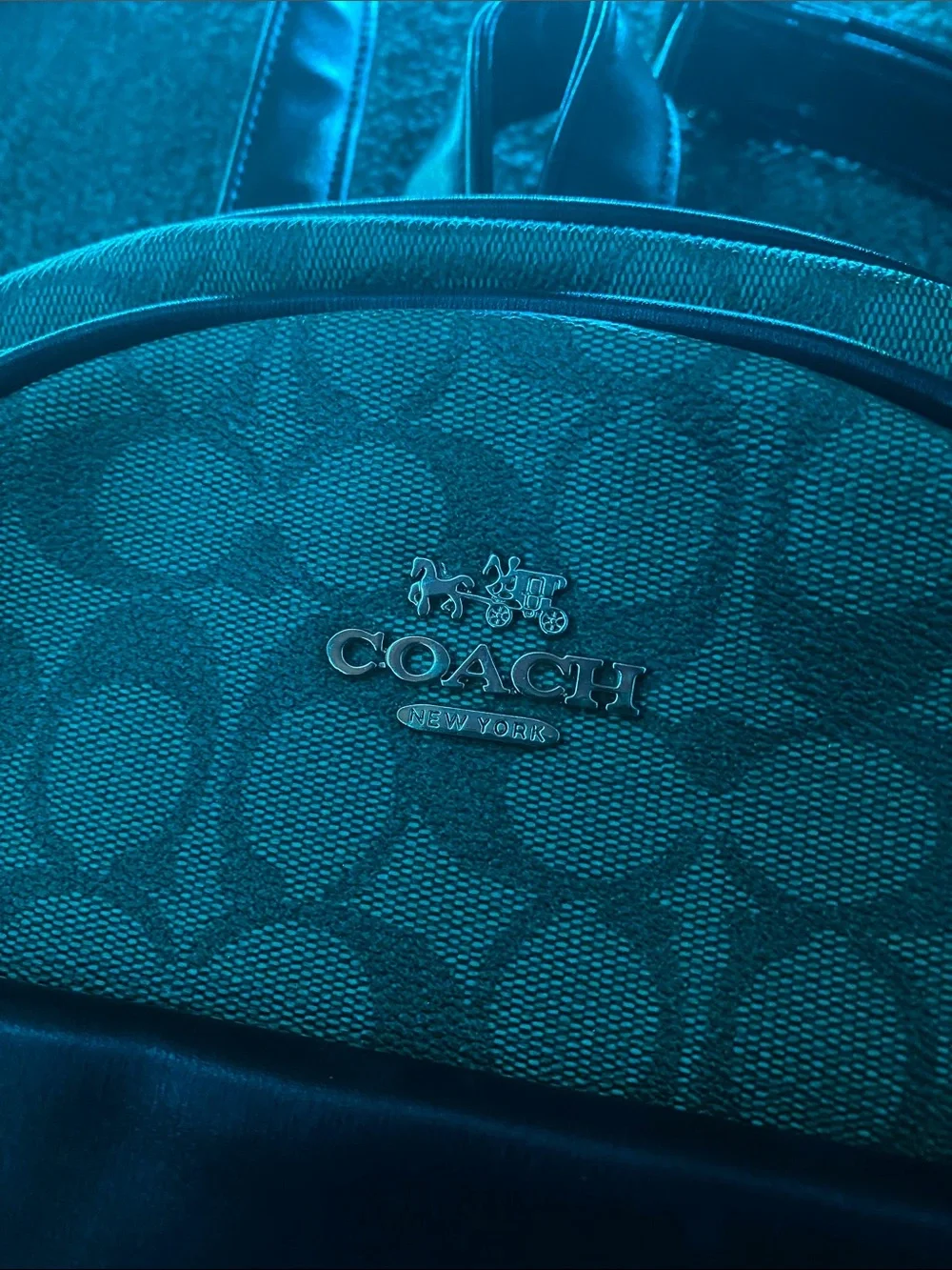 Coach Mini Backpack Signature Canvas with Black Trim and Gold Hardware